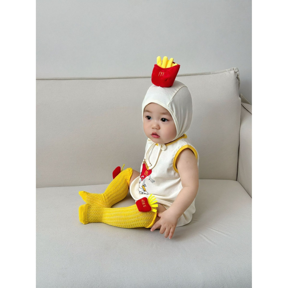 Tommy＇s gifts 寶寶INS款薯條造型包屁衣(含造型襪帽子)-細節圖5