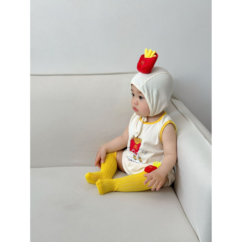 Tommy＇s gifts 寶寶INS款薯條造型包屁衣(含造型襪帽子)-細節圖6