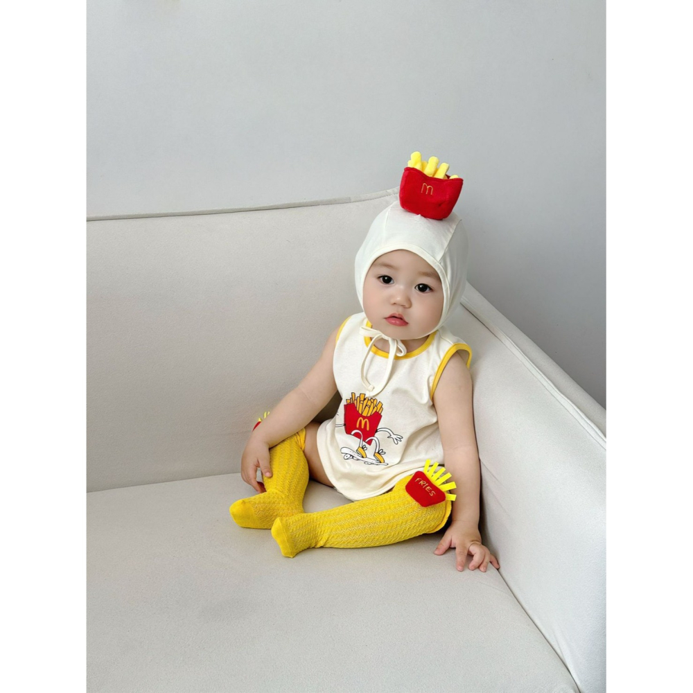 Tommy＇s gifts 寶寶INS款薯條造型包屁衣(含造型襪帽子)-細節圖7