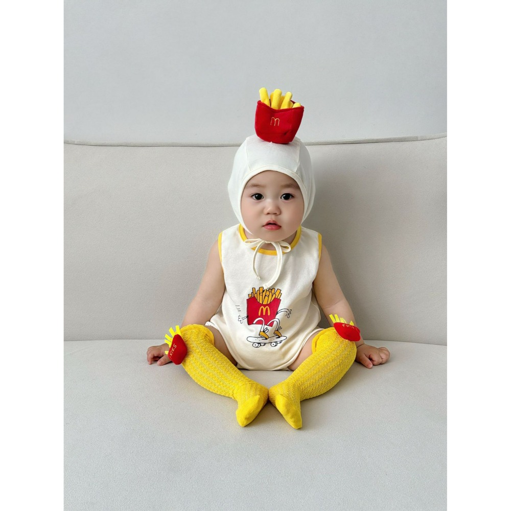 Tommy＇s gifts 寶寶INS款薯條造型包屁衣(含造型襪帽子)-規格圖7