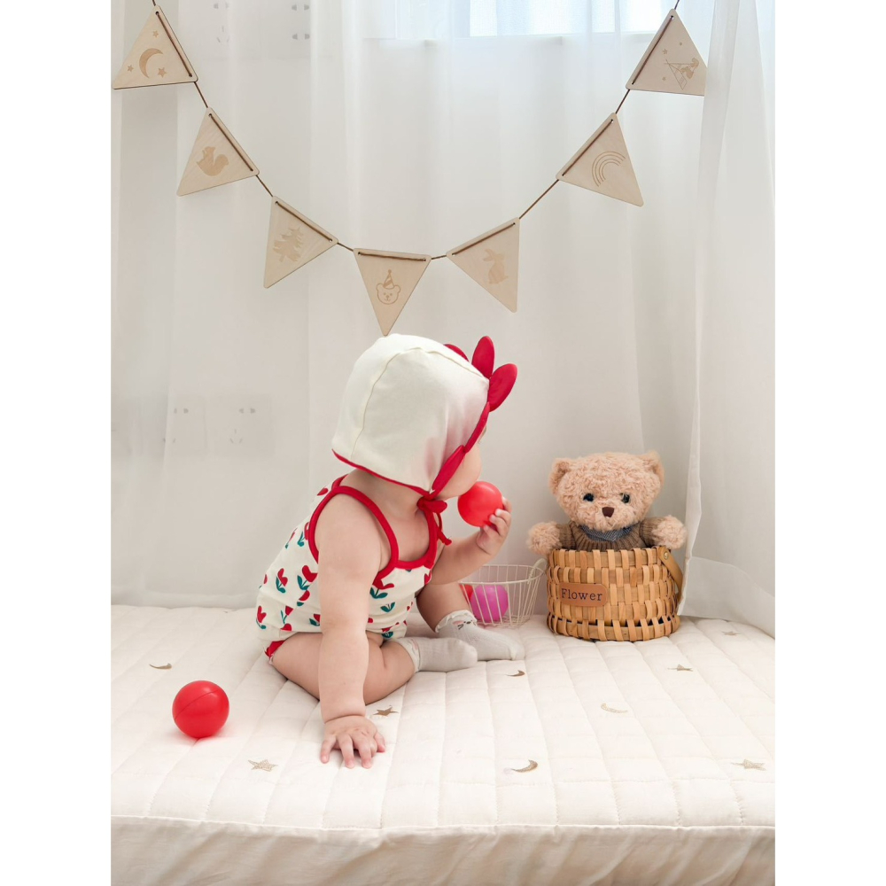 Tommy＇s gifts 寶寶INS款滿印花朵吊帶包屁衣(含帽子)-細節圖5