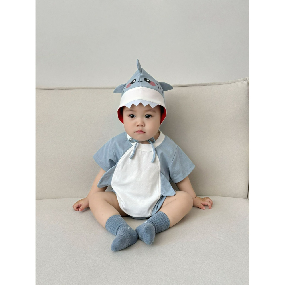 Tommy＇s gifts 寶寶INS款鯊魚造型包屁衣(含帽子)-細節圖4