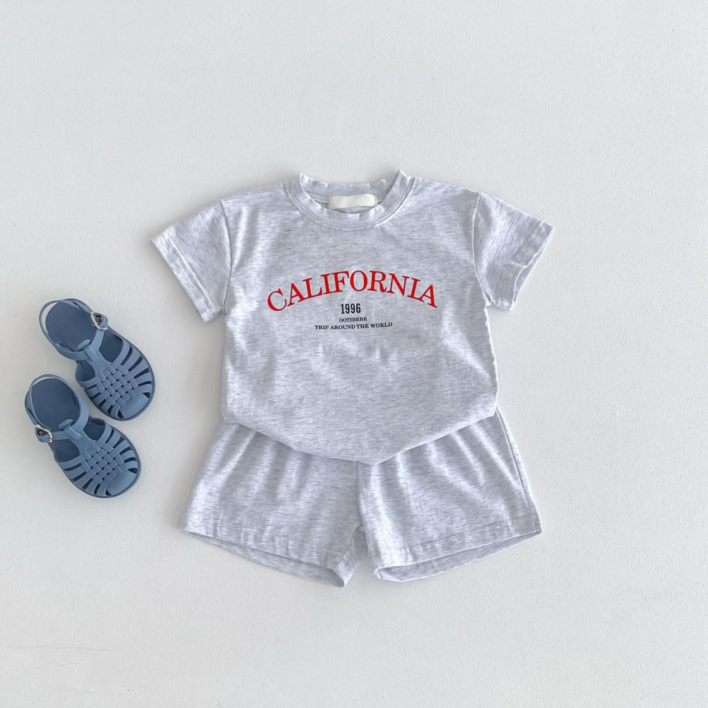 Angou中小童韓版母短袖T恤＋短褲兩件套-細節圖5