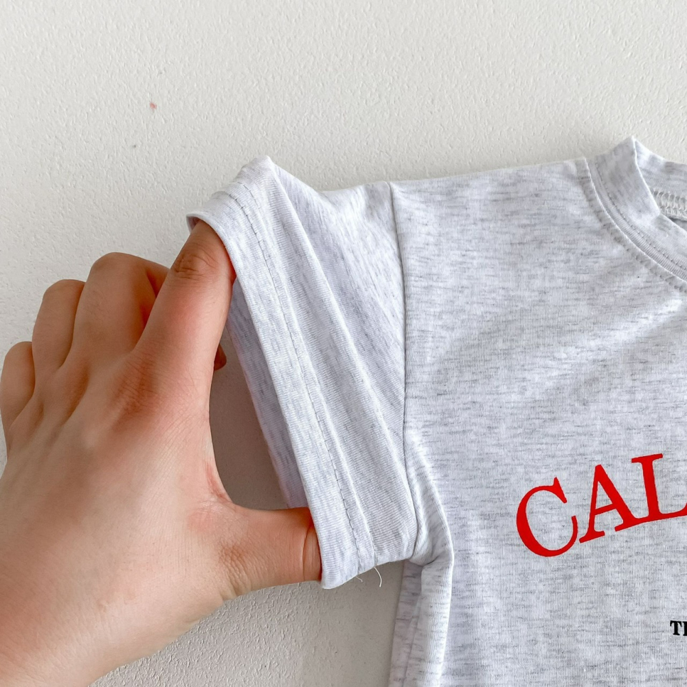 Angou中小童韓版母短袖T恤＋短褲兩件套-細節圖9