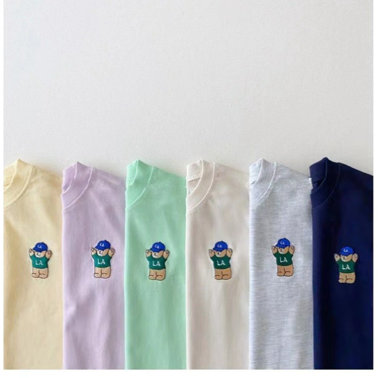 Angou中小童INS小熊短袖T恤＋短褲套裝-細節圖2