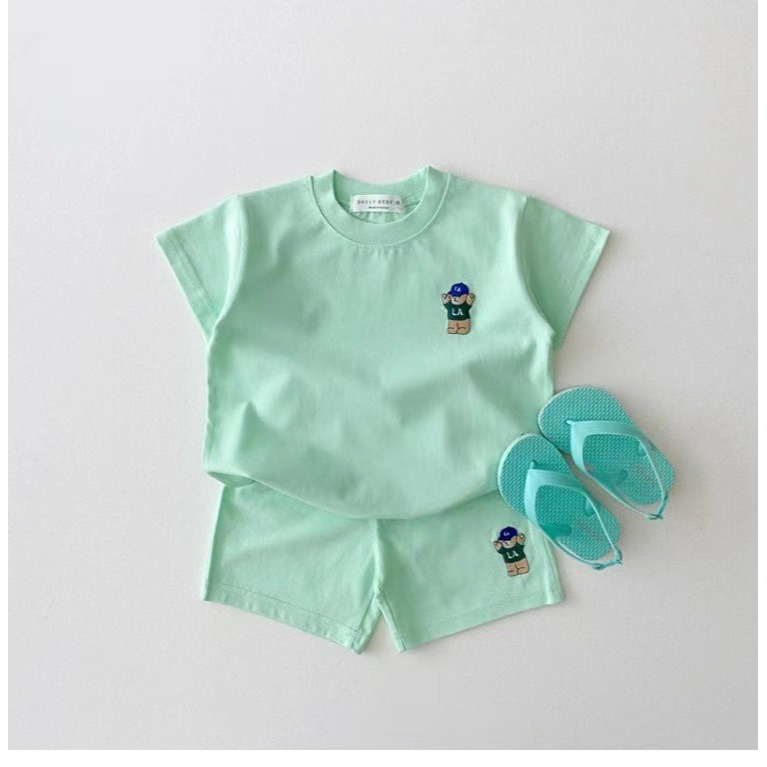 Angou中小童INS小熊短袖T恤＋短褲套裝-規格圖8