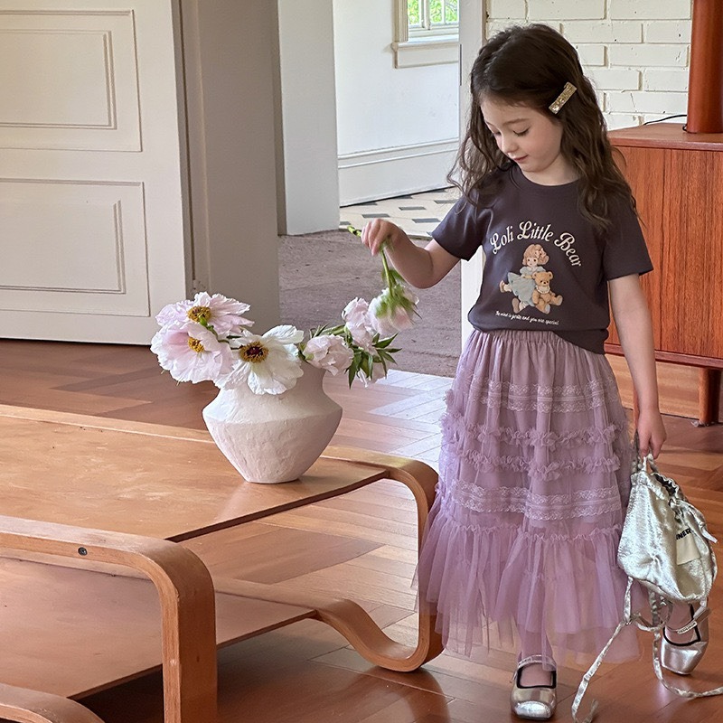 Ambb.kids 女童夏季韓系萌熊短款印花T恤-細節圖7