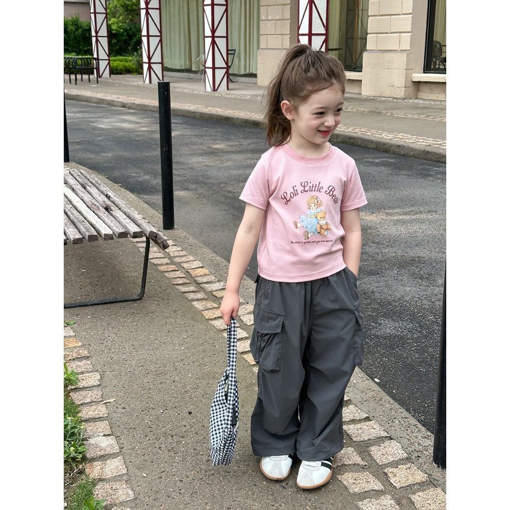 Ambb.kids 女童夏季韓系萌熊短款印花T恤-規格圖11