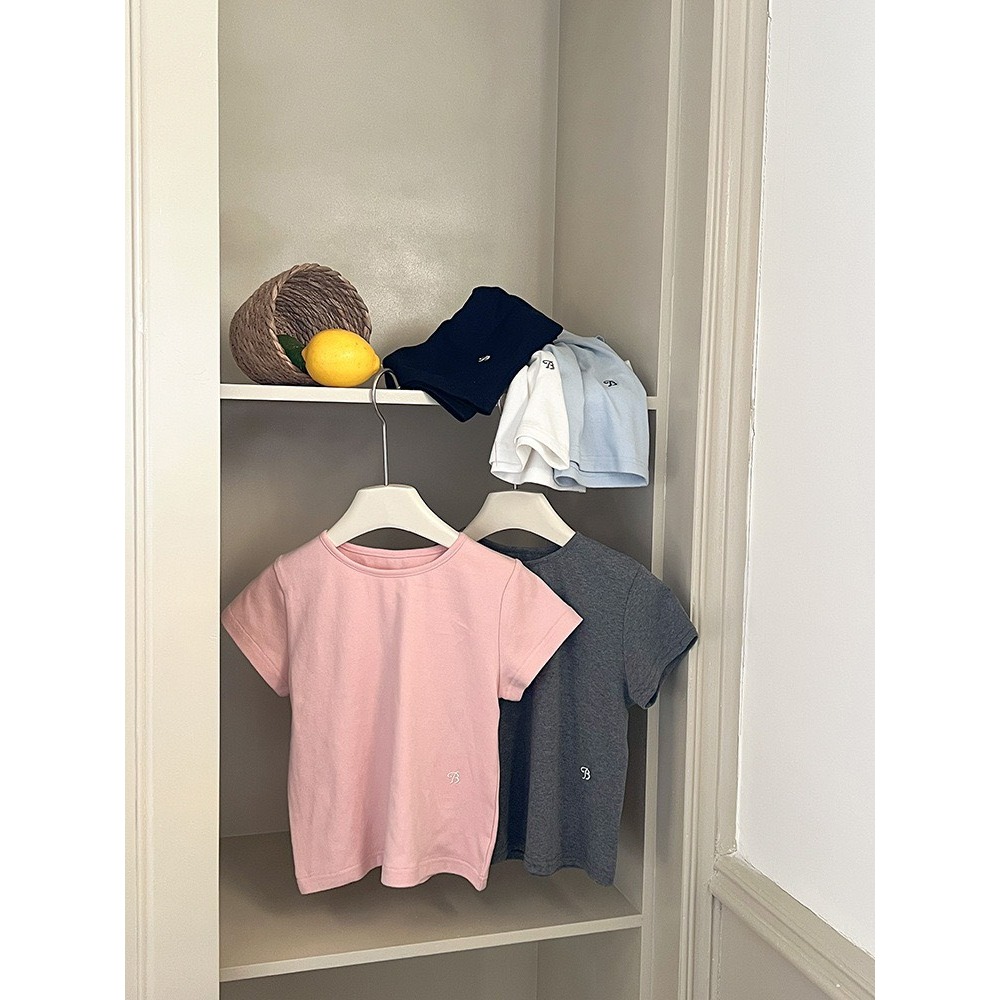 Ambb.kids 女童夏季韓系刺繡字母圓領短袖T恤-細節圖7