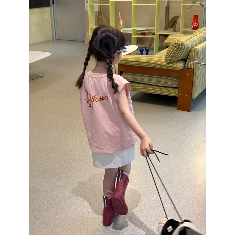 Ambb.kids 女童夏季韓系前後印花女童無袖背心-細節圖5