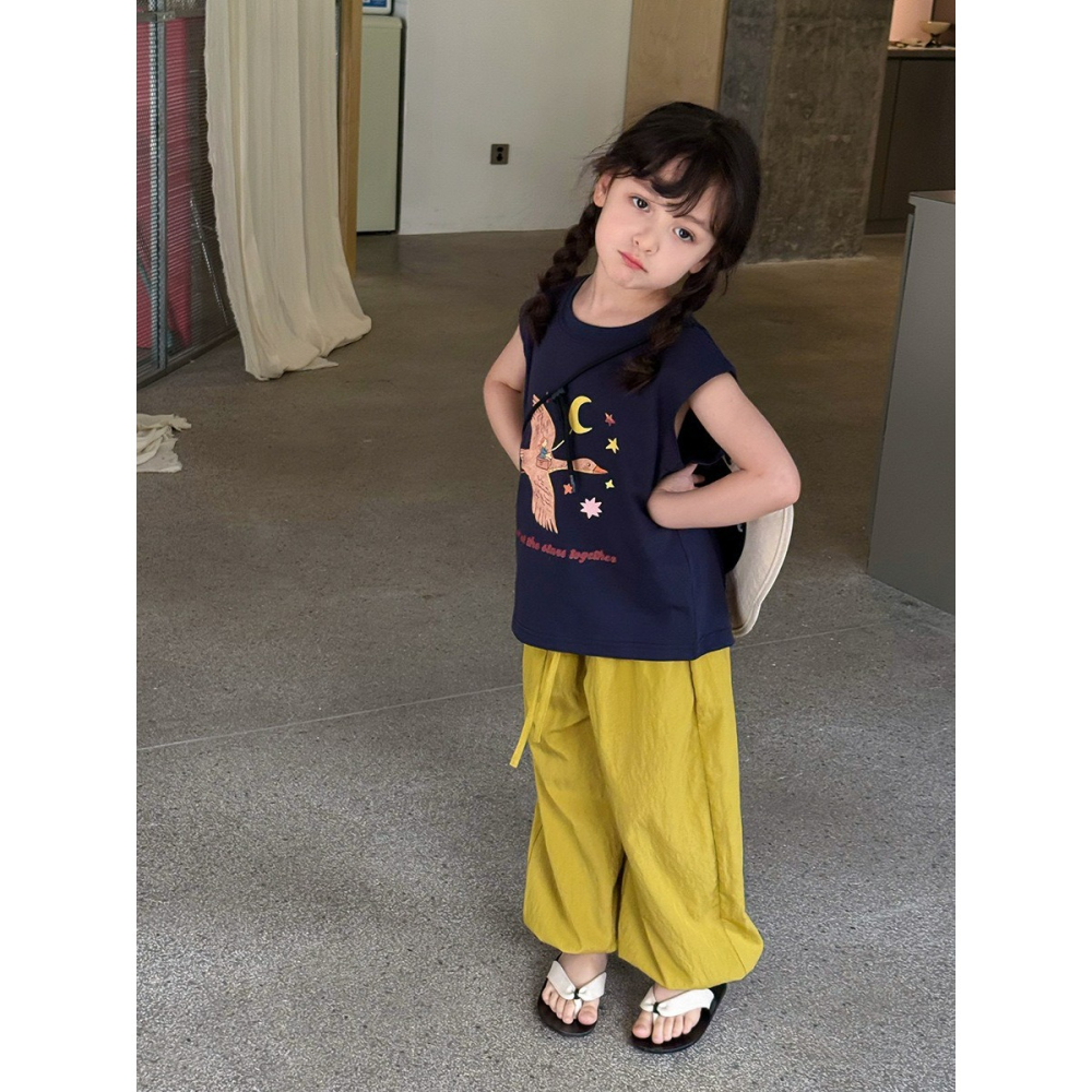 Ambb.kids 女童夏季韓系前後印花女童無袖背心-細節圖6