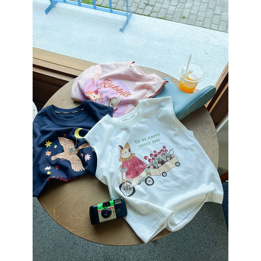 Ambb.kids 女童夏季韓系前後印花女童無袖背心-細節圖9