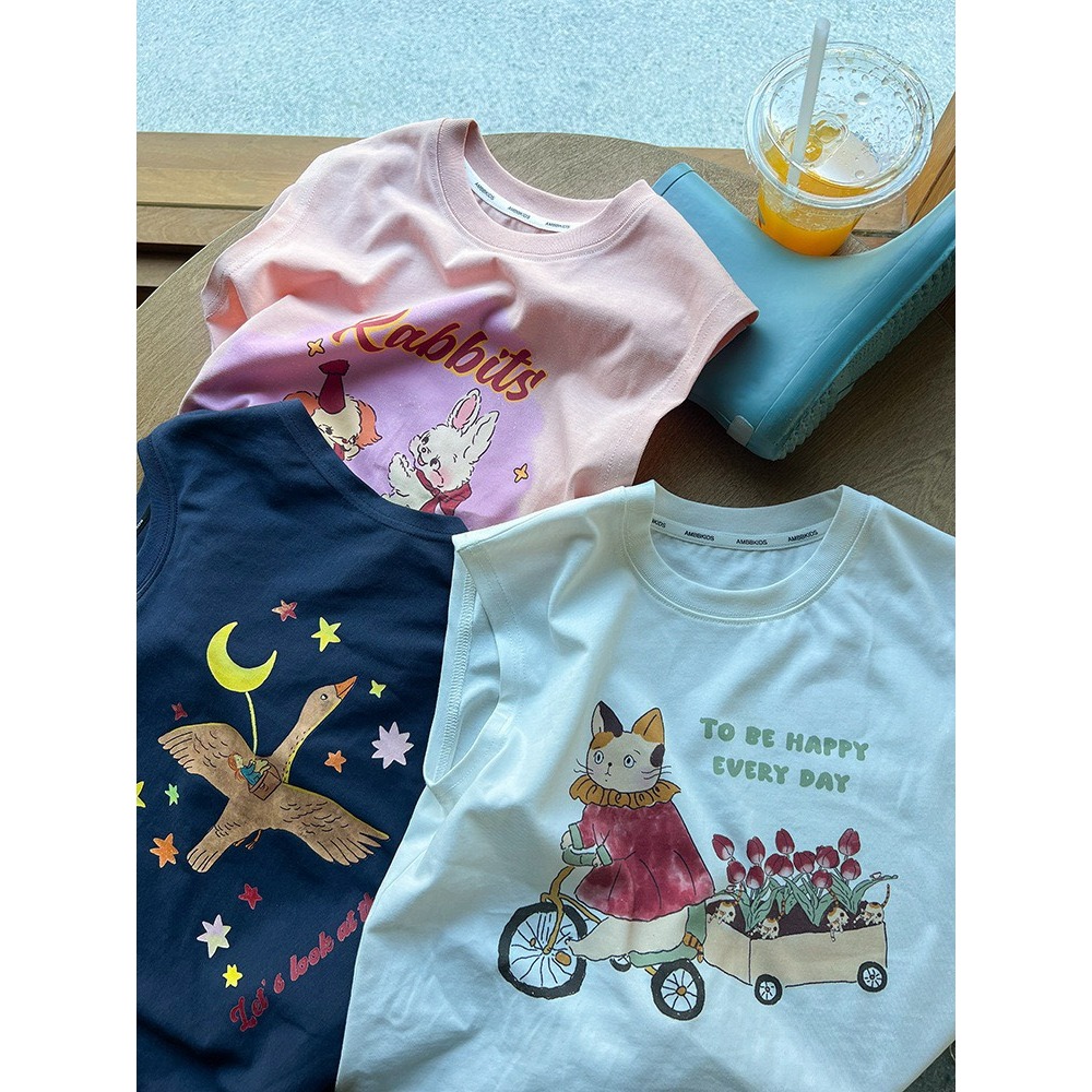 Ambb.kids 女童夏季韓系前後印花女童無袖背心-細節圖10
