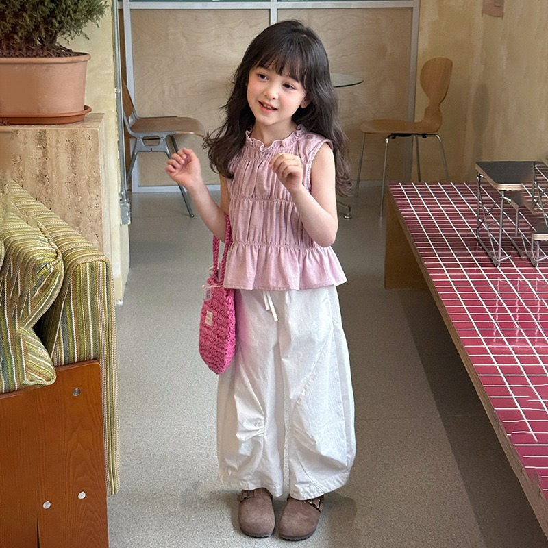 Ambb.kids 女童夏季甜美花邊立領女童無袖背心-細節圖2