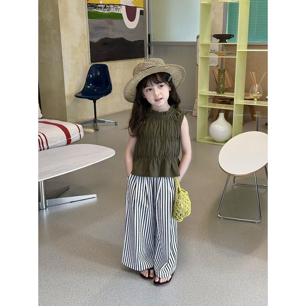 Ambb.kids 女童夏季甜美花邊立領女童無袖背心-細節圖4