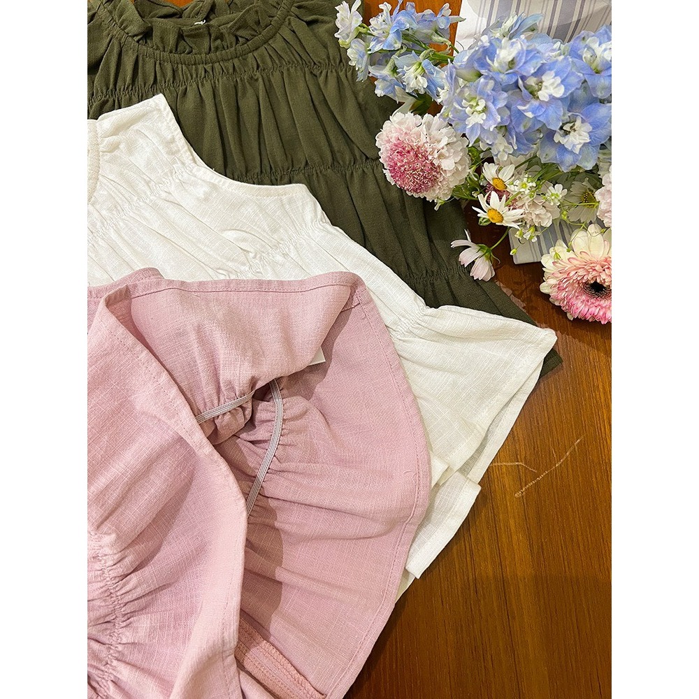 Ambb.kids 女童夏季甜美花邊立領女童無袖背心-細節圖7