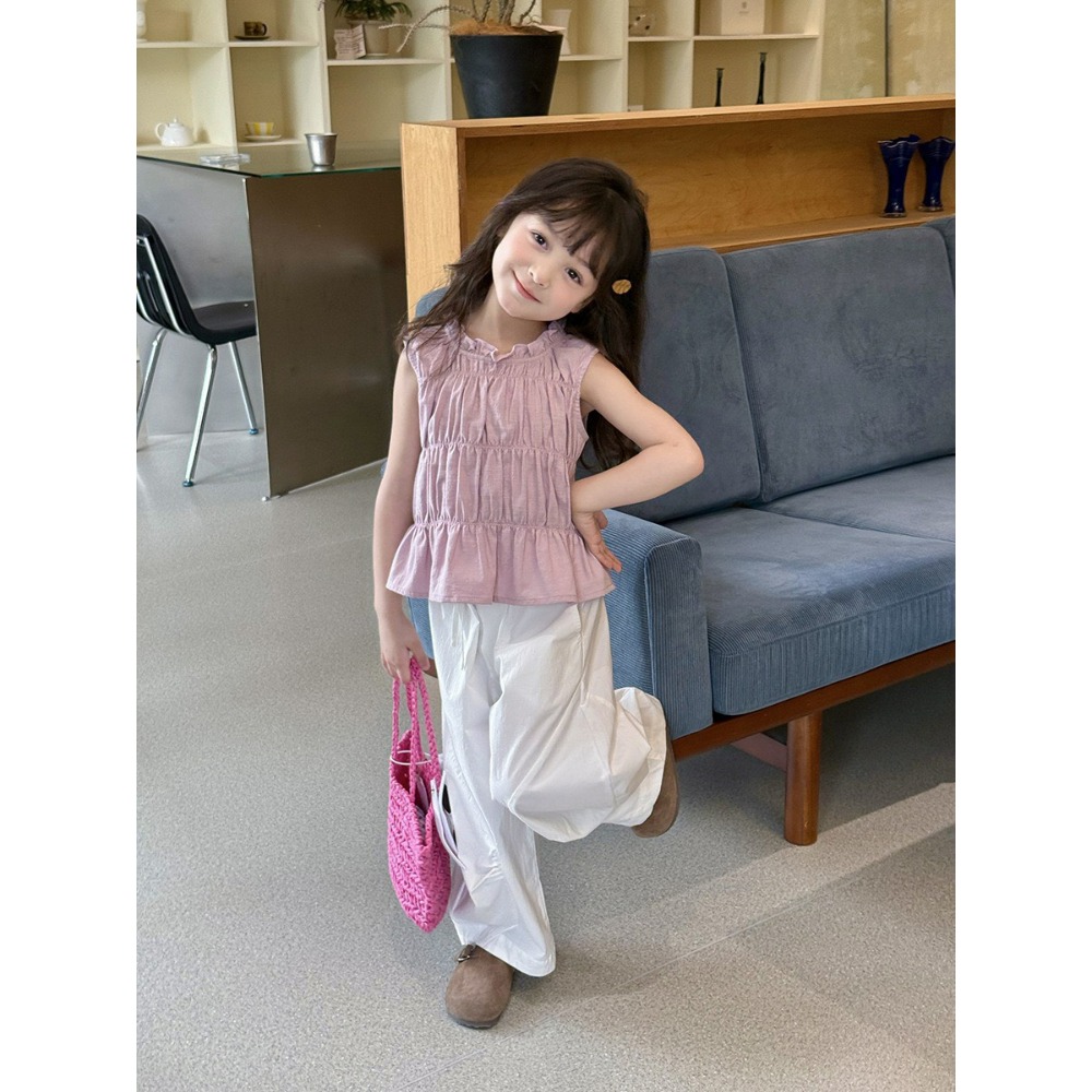 Ambb.kids 女童夏季甜美花邊立領女童無袖背心-規格圖8