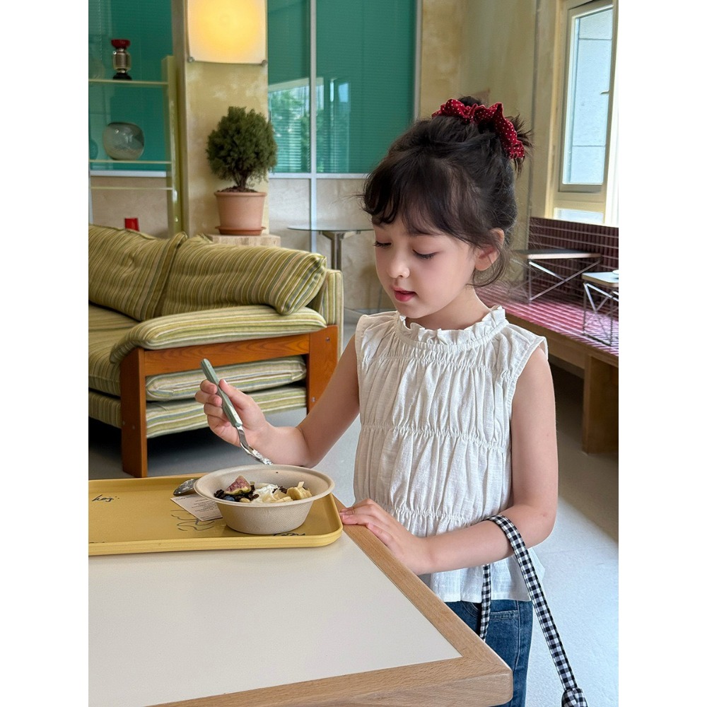 Ambb.kids 女童夏季甜美花邊立領女童無袖背心-規格圖8