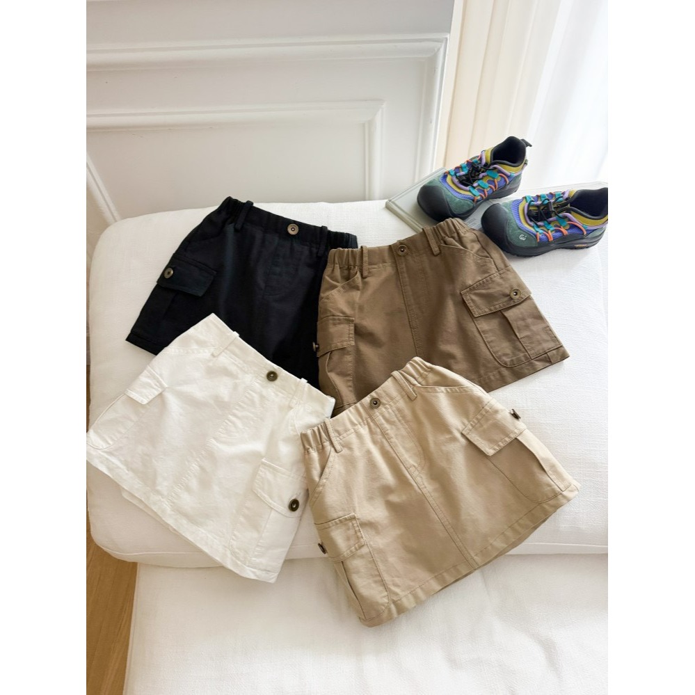 Ambb.kids 女童夏季韓系口袋工裝半身短裙-細節圖6