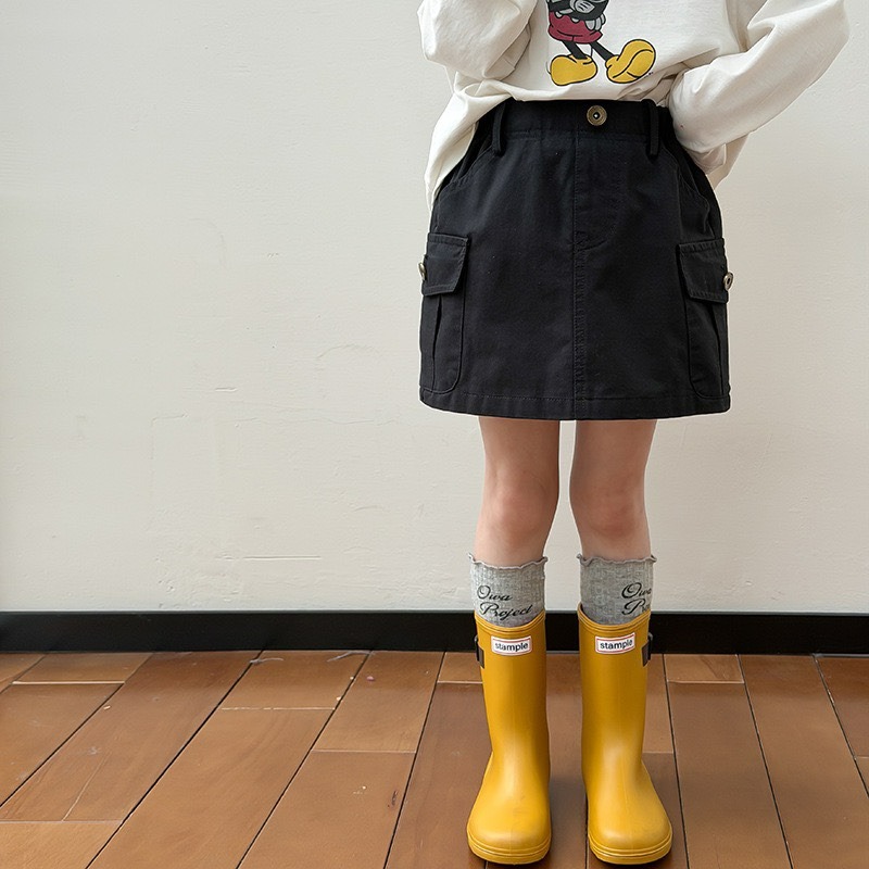 Ambb.kids 女童夏季韓系口袋工裝半身短裙-規格圖9