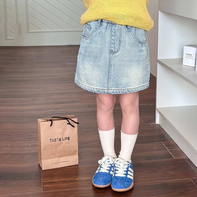 Ambb.kids 女童夏季復古做舊磨白牛仔辣妹短裙-細節圖4