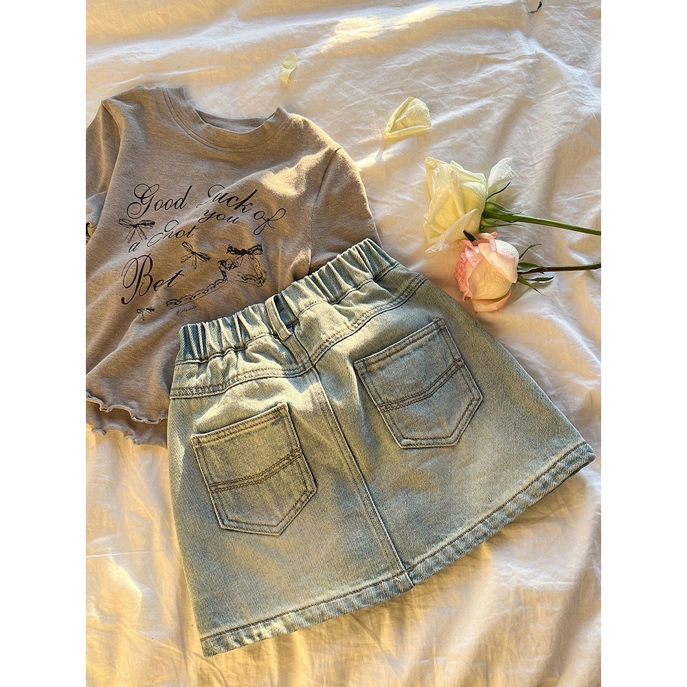 Ambb.kids 女童夏季復古做舊磨白牛仔辣妹短裙-細節圖7