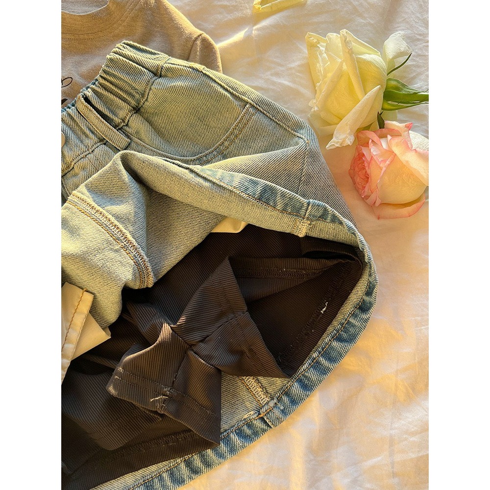 Ambb.kids 女童夏季復古做舊磨白牛仔辣妹短裙-細節圖8