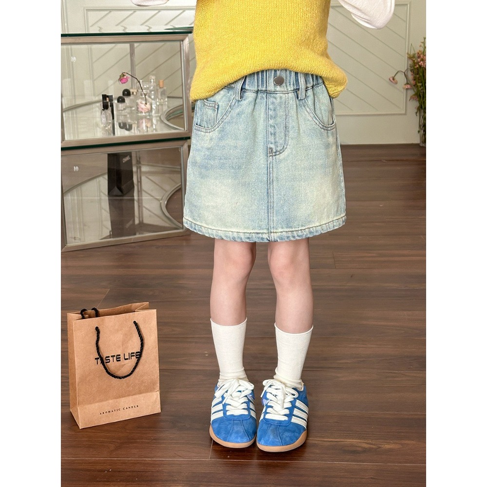 Ambb.kids 女童夏季復古做舊磨白牛仔辣妹短裙-規格圖8