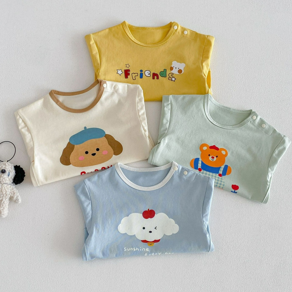 寶寶夏季可愛字母動物圖案短袖T恤-細節圖2