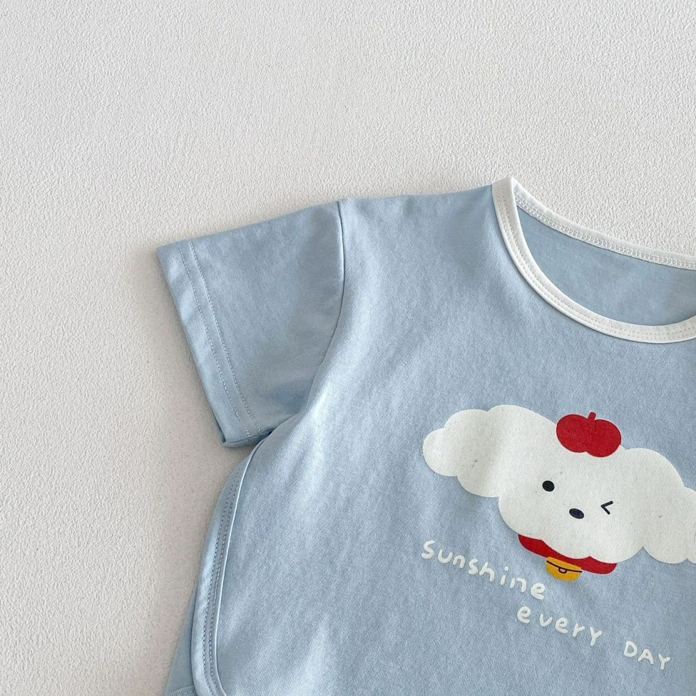 寶寶夏季可愛字母動物圖案短袖T恤-細節圖8