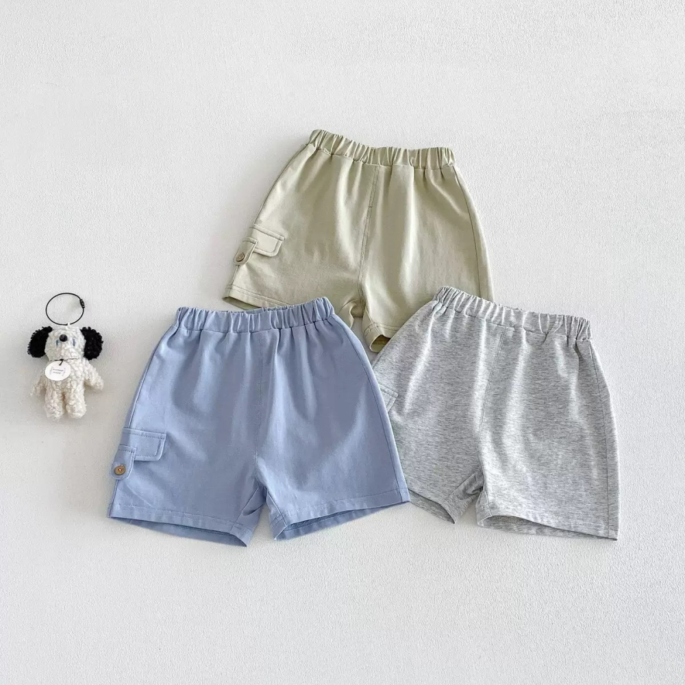 寶寶夏季竹節棉純色熊貓短袖上衣/短褲-細節圖5