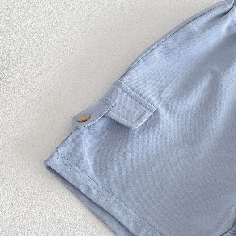 寶寶夏季竹節棉純色熊貓短袖上衣/短褲-細節圖7