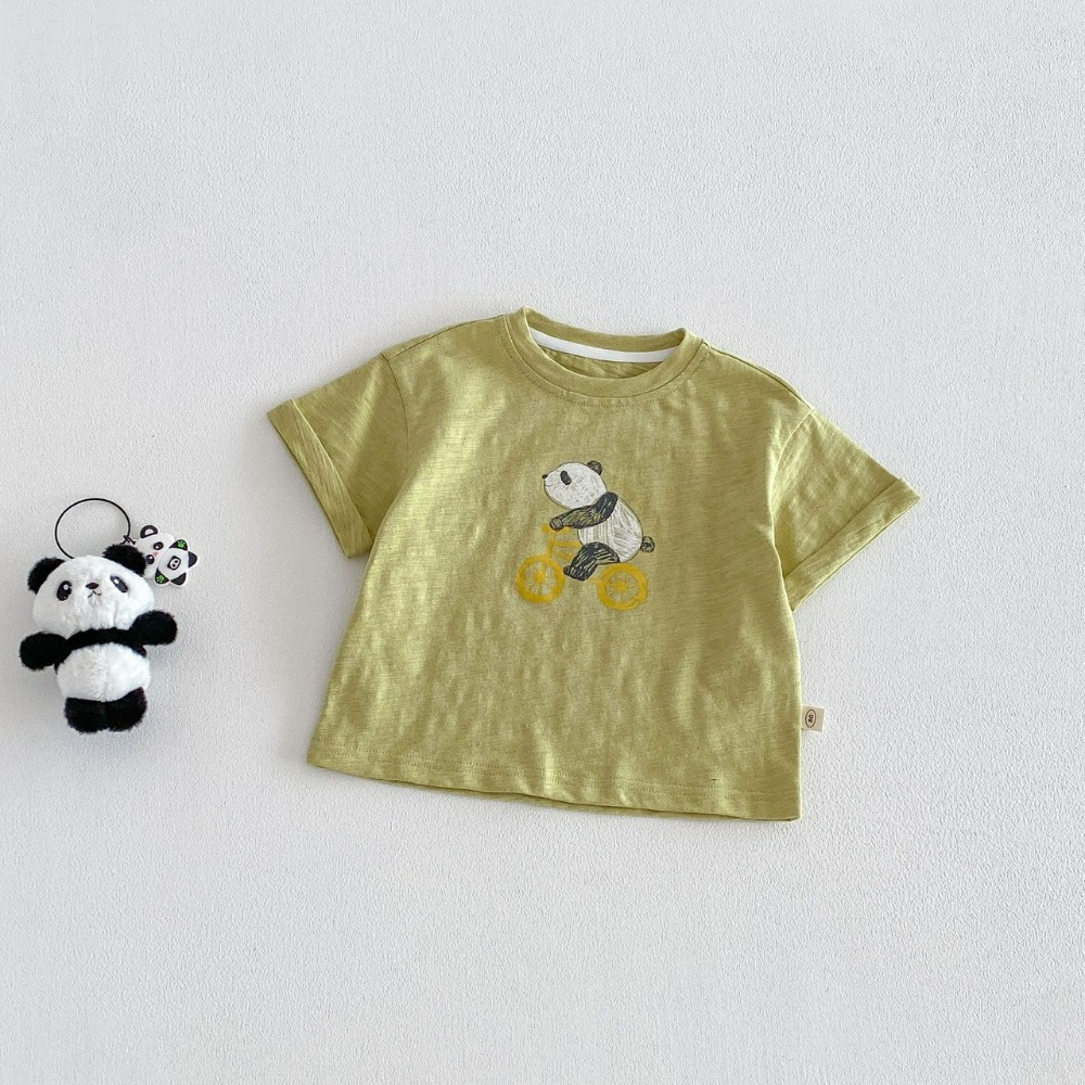 寶寶夏季竹節棉純色熊貓短袖上衣/短褲-規格圖7