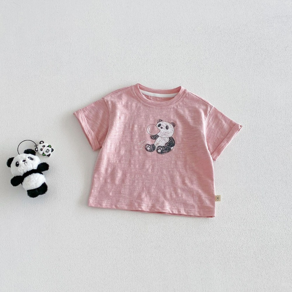 寶寶夏季竹節棉純色熊貓短袖上衣/短褲-規格圖7