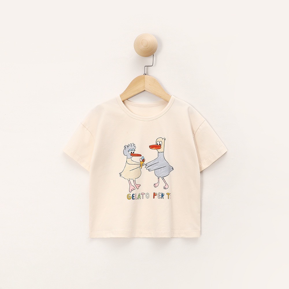 夏季兒童北歐風卡通插畫圓領短袖T恤-細節圖7