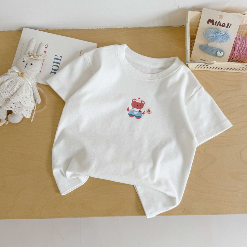 夏季兒童純色可愛動物短袖T恤-規格圖9