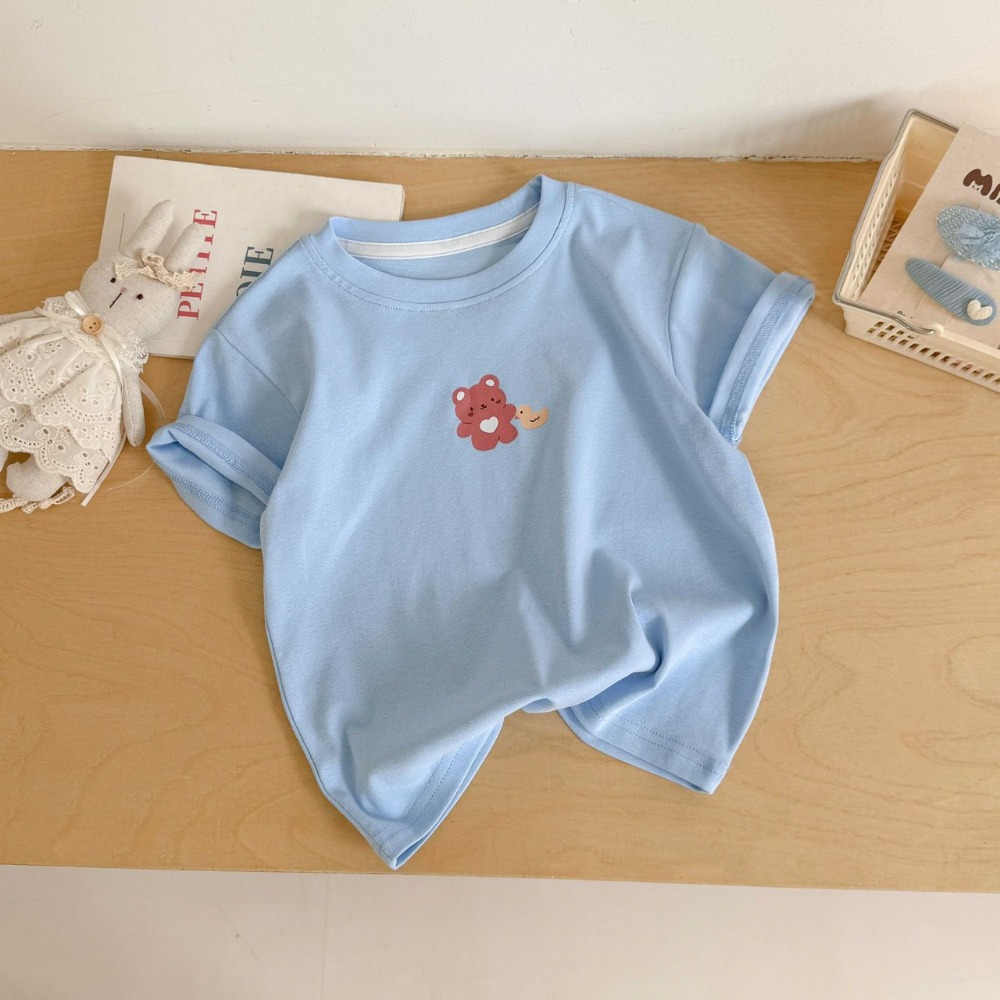 夏季兒童純色可愛動物短袖T恤-規格圖9