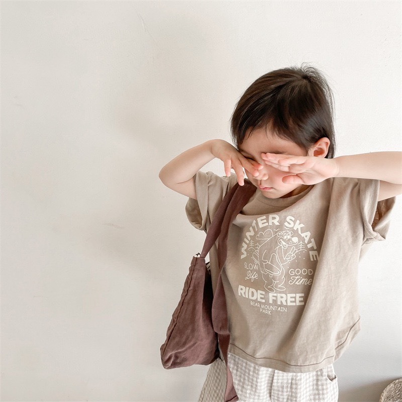 夏季兒童露營風打底短袖上衣-細節圖3