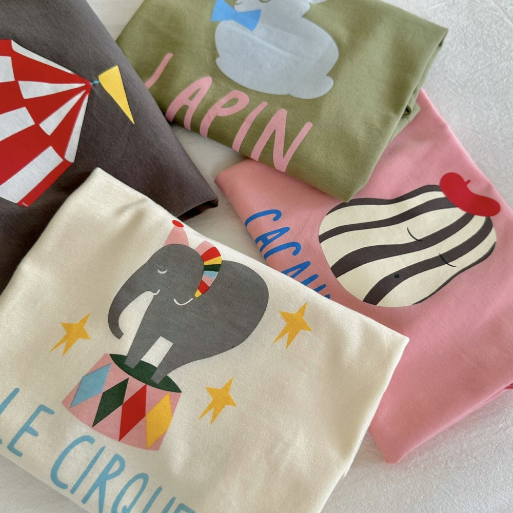 夏季兒童卡通馬戲團短袖T恤-細節圖2