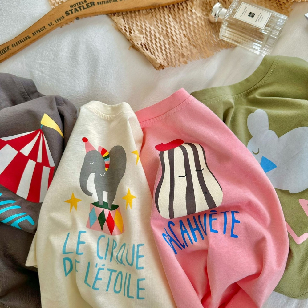 夏季兒童卡通馬戲團短袖T恤-細節圖4