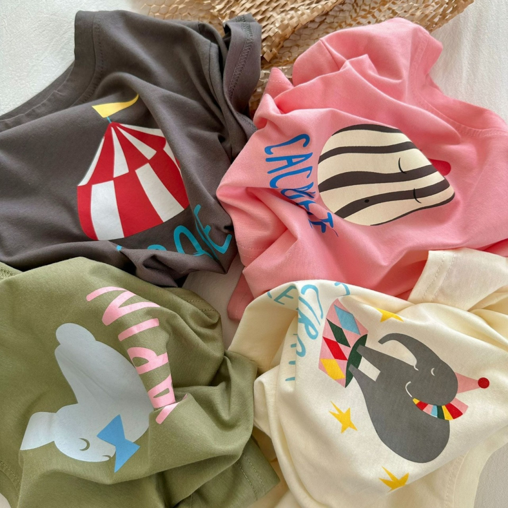 夏季兒童卡通馬戲團短袖T恤-細節圖5