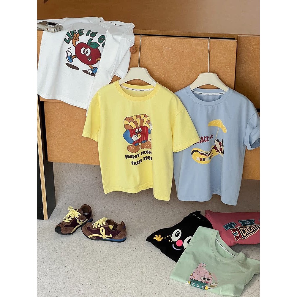 夏季兒童日系卡通圓領短袖T恤-細節圖3