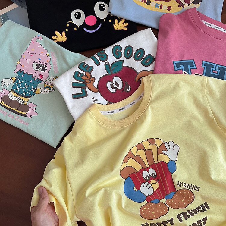 夏季兒童日系卡通圓領短袖T恤-細節圖4