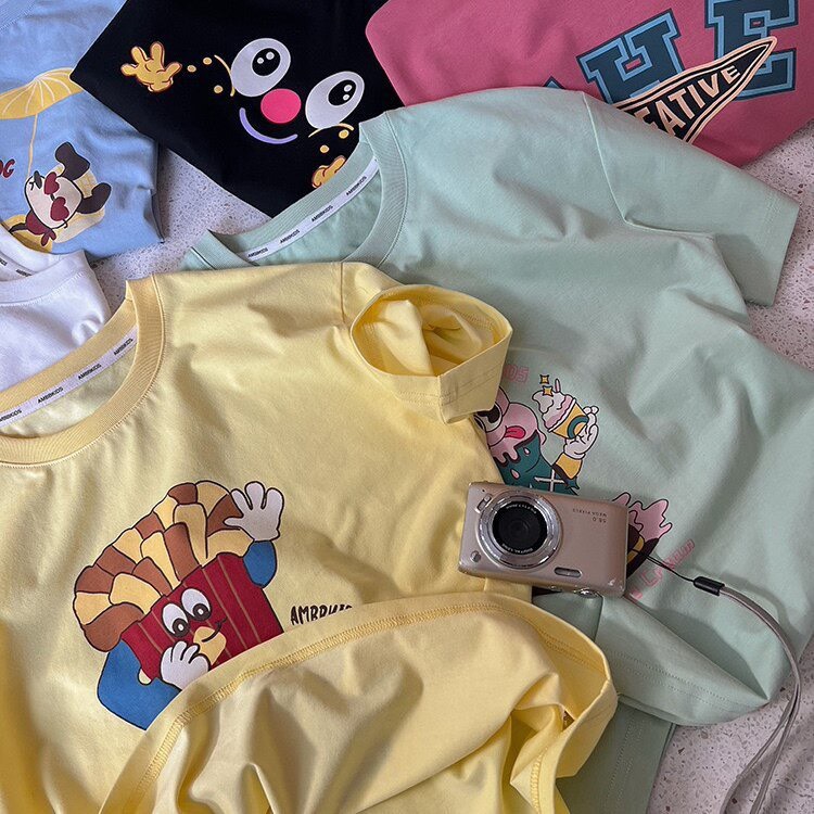 夏季兒童日系卡通圓領短袖T恤-細節圖5