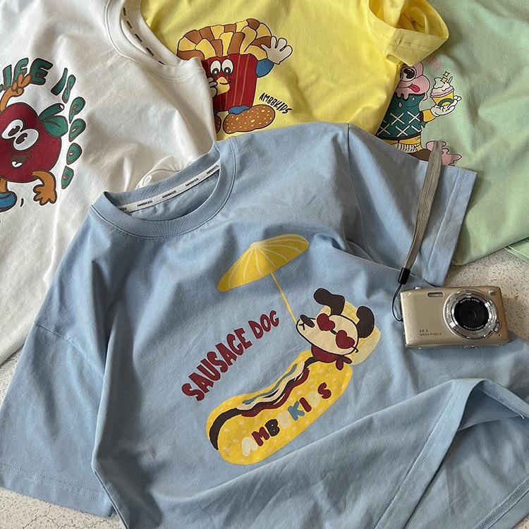 夏季兒童日系卡通圓領短袖T恤-細節圖7