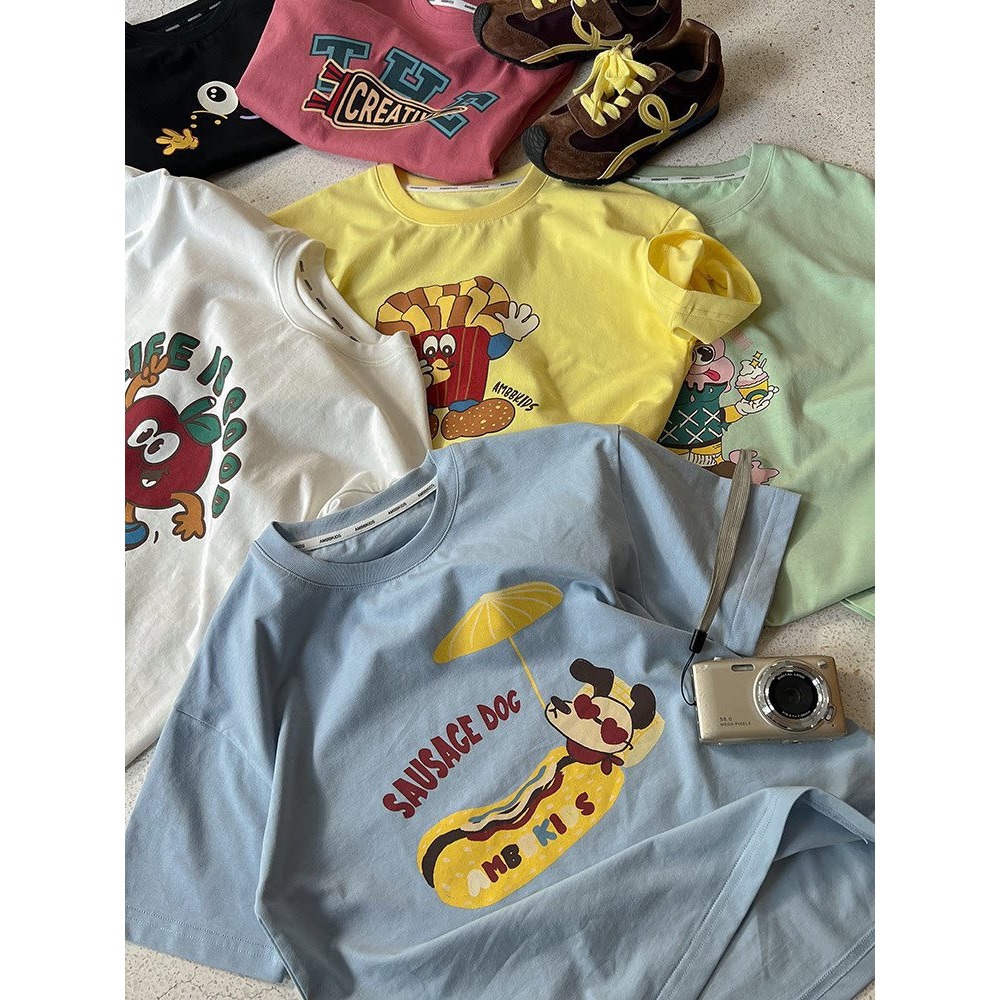 夏季兒童日系卡通圓領短袖T恤-規格圖7