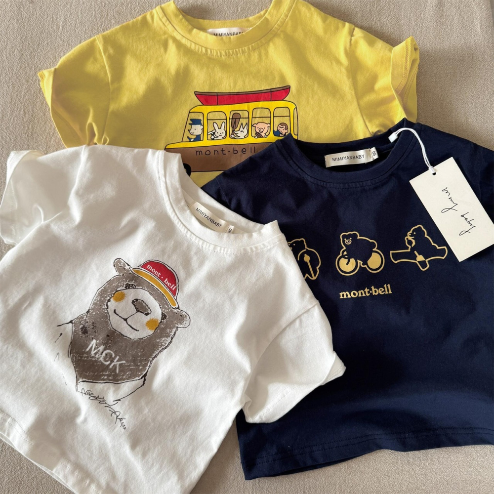 夏季兒童日系卡通小熊短袖T恤-細節圖2