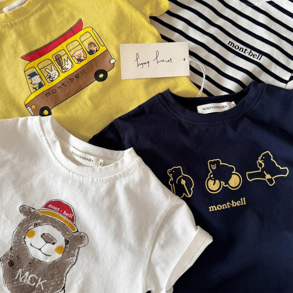 夏季兒童日系卡通小熊短袖T恤-細節圖3