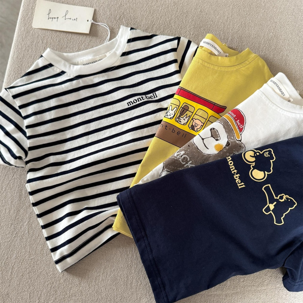 夏季兒童日系卡通小熊短袖T恤-細節圖4