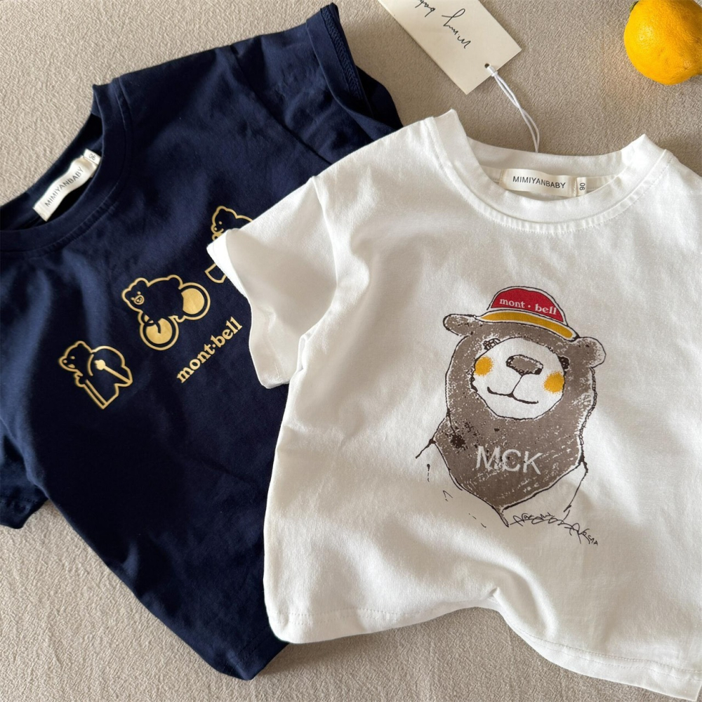 夏季兒童日系卡通小熊短袖T恤-細節圖6